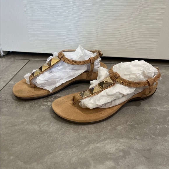 Vionic Cork & Gold Thong Sandals Shoes Size 6 - Picture 3 of 5